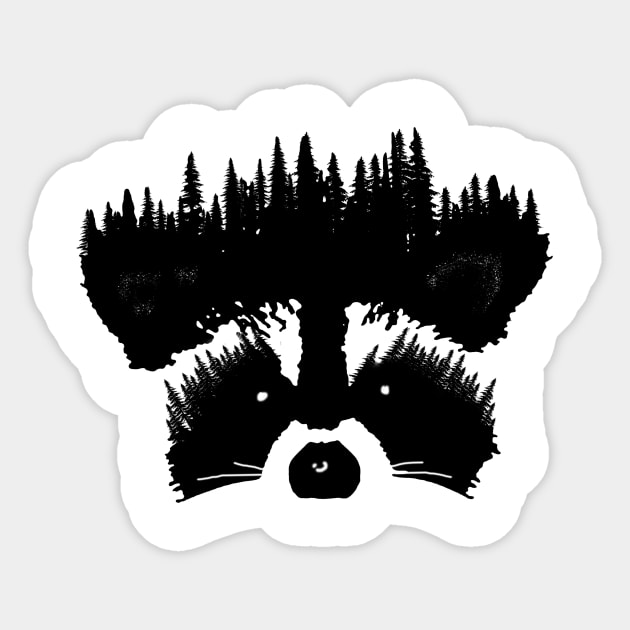 Raccoon Forest Sticker by Rumsa